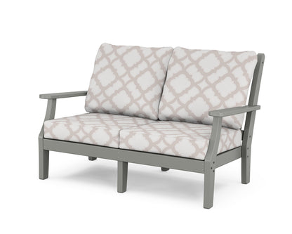 Country Living Wovendale Deep Seating Loveseat in Slate Grey / Trellis Dune Burlap