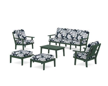 POLYWOOD® Prairie 6-Piece Lounge Sofa Set in Green / Leaf Marine Indigo