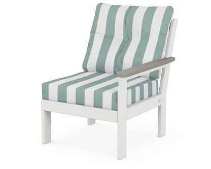 POLYWOOD® Vineyard Modular Right Arm Chair in White / Driftwood / Cabana Stripe Glacier Spa