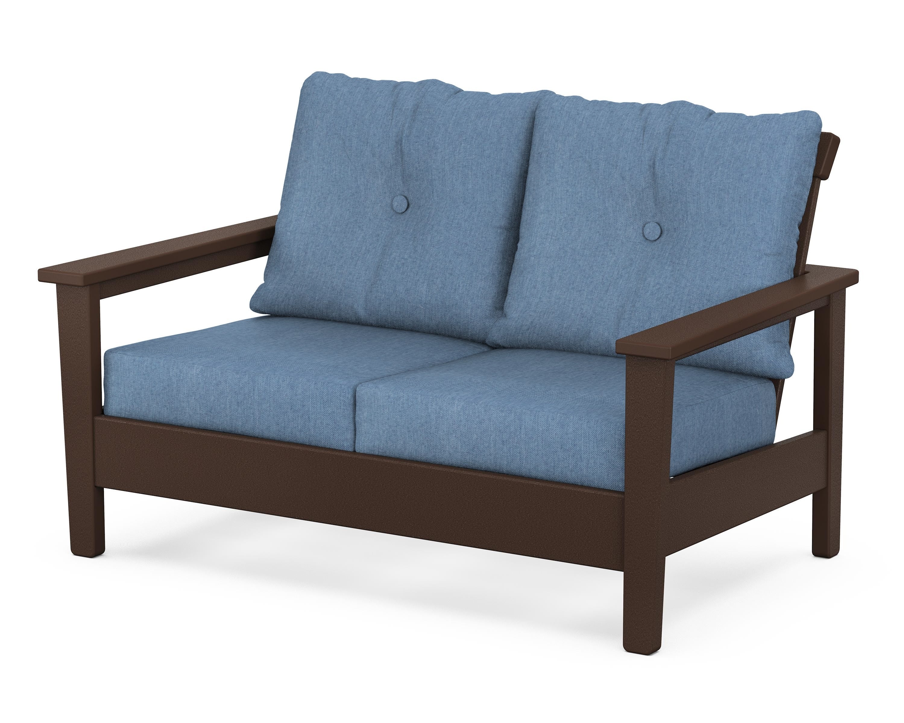 POLYWOOD® Prescott Deep Seating Loveseat in Mahogany / Sky Blue