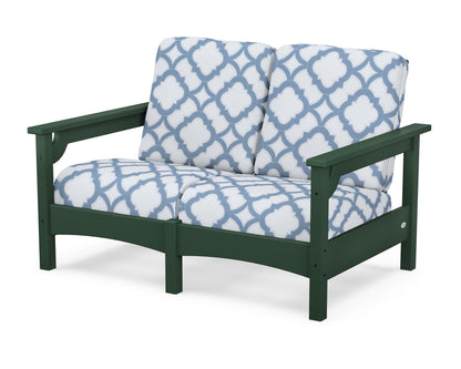POLYWOOD® Club Loveseat in Green / Trellis Sky Blue
