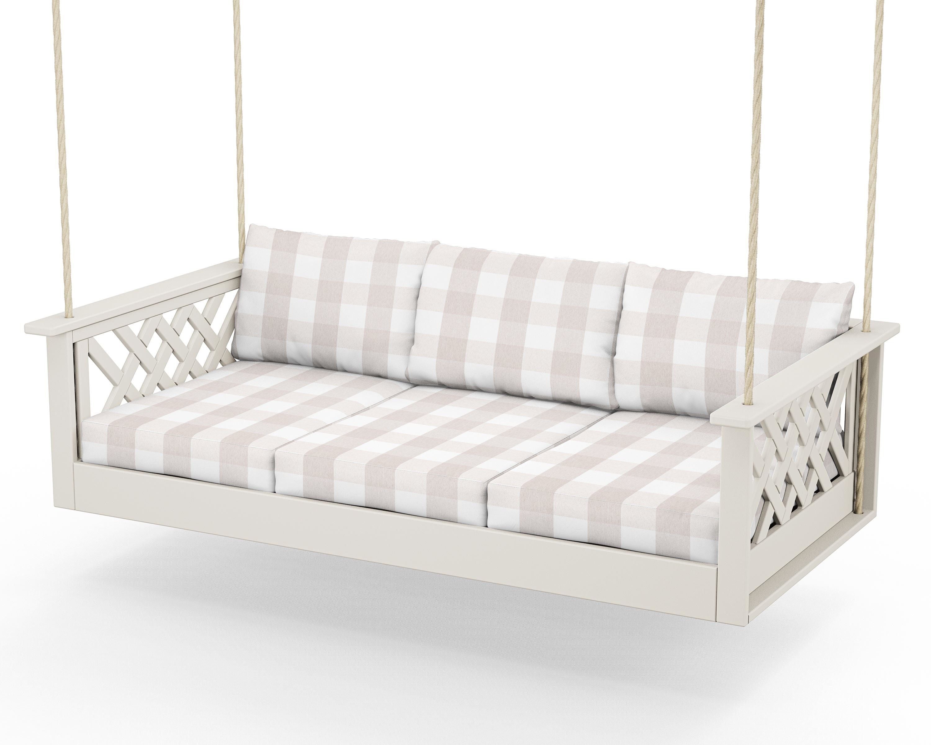 Country Living Wovendale Daybed Swing in Sand / Buffalo Plaid Dune Burlap