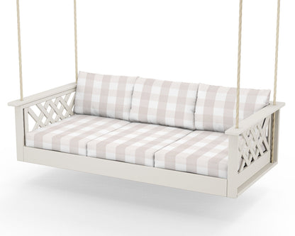 Country Living Wovendale Daybed Swing in Sand / Buffalo Plaid Dune Burlap