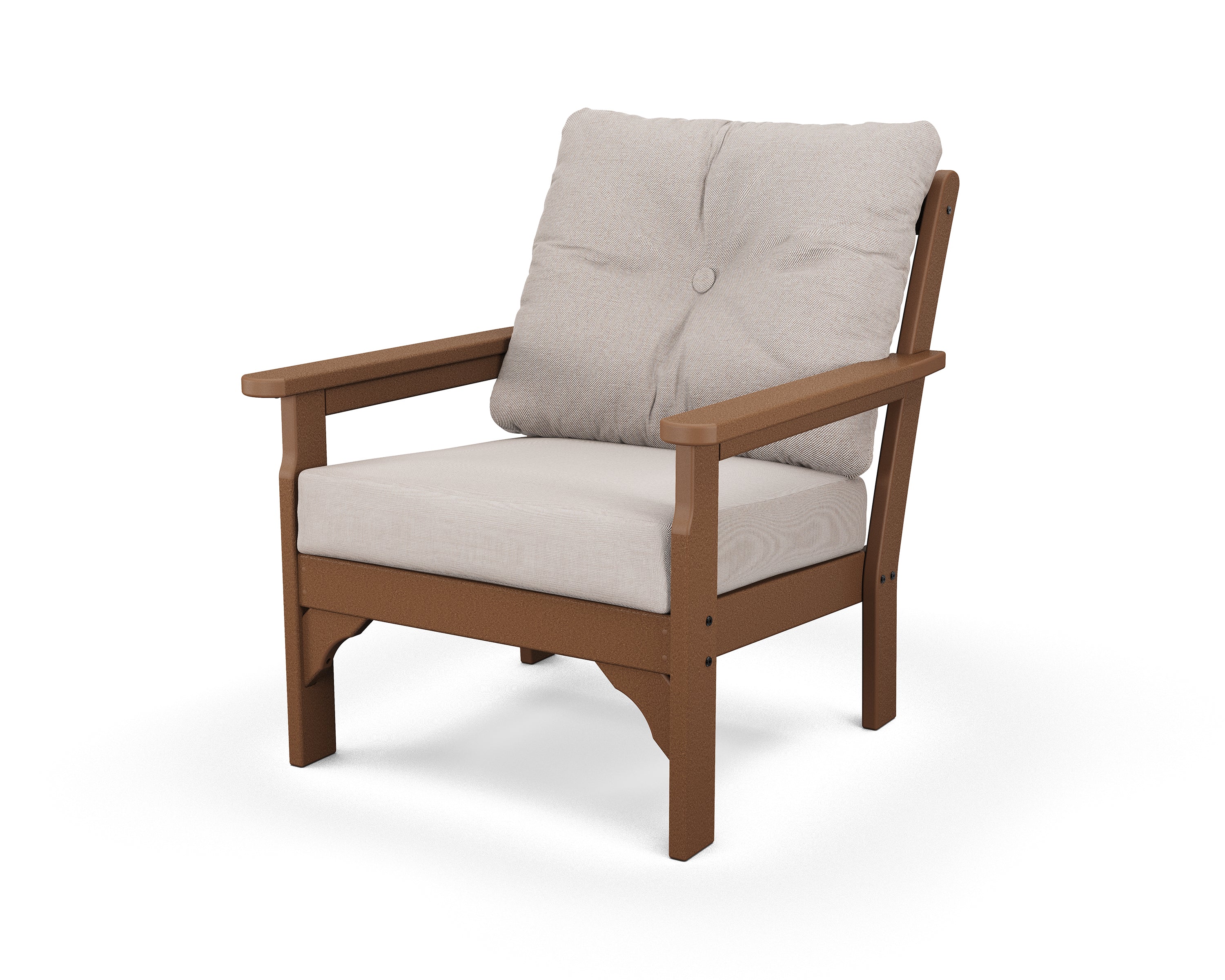 POLYWOOD® Vineyard Deep Seating Chair in Teak / Dune Burlap