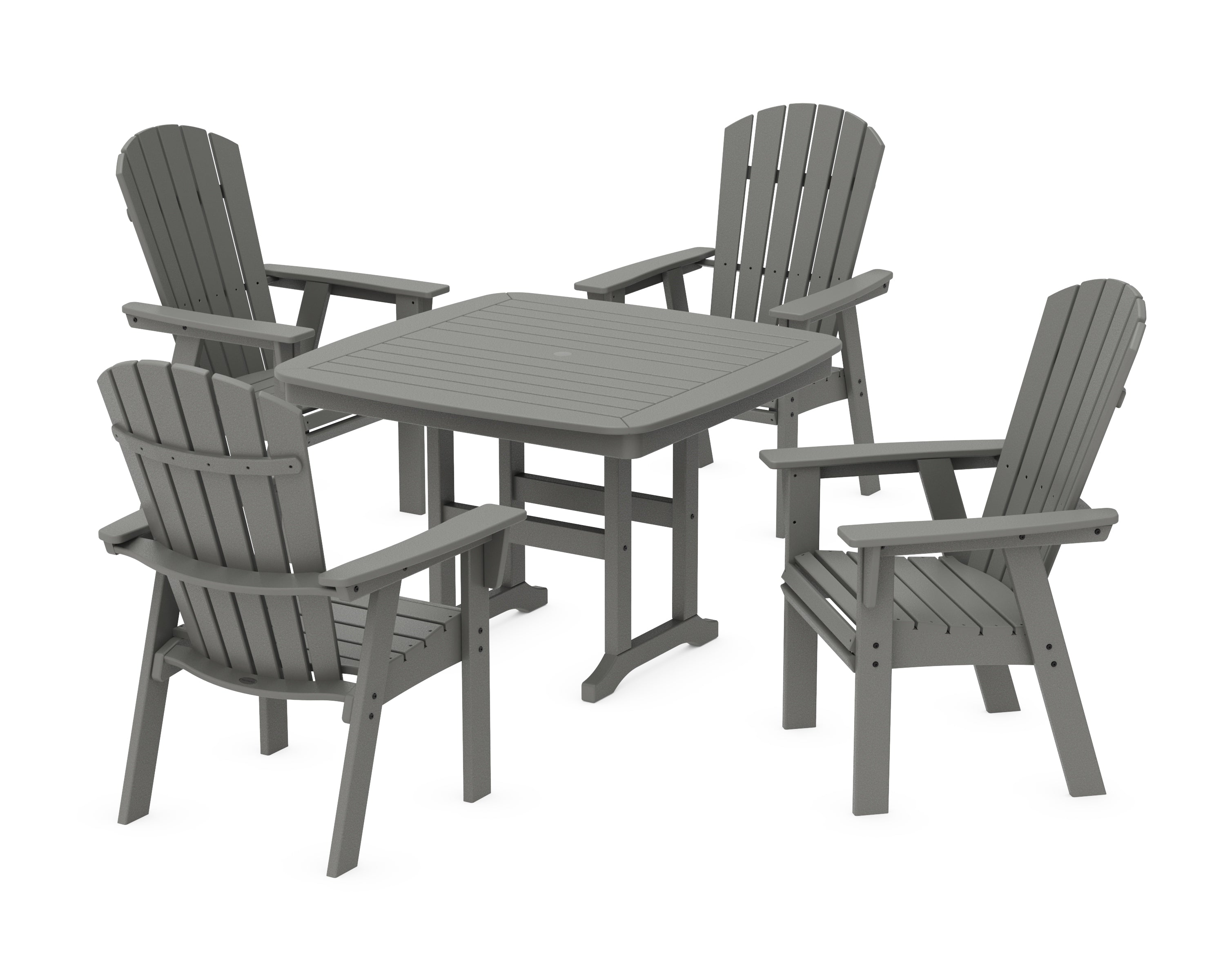POLYWOOD® Nautical Curveback Adirondack 5-Piece Dining Set in Slate Grey