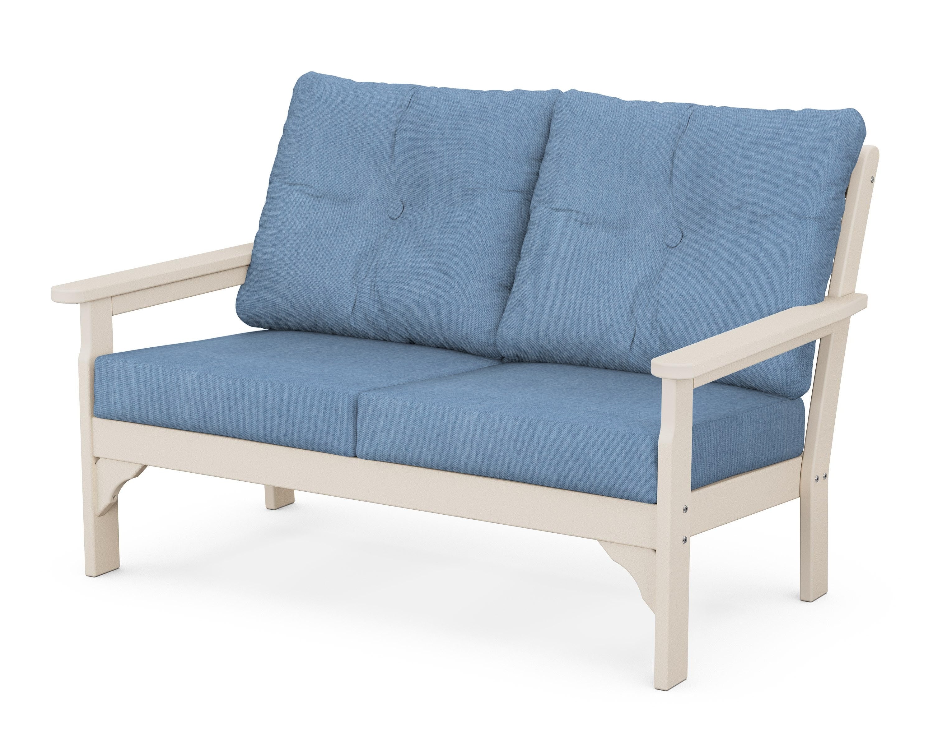 POLYWOOD® Vineyard Deep Seating Loveseat in Sand / Sky Blue