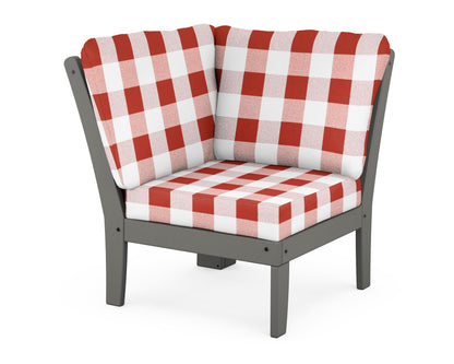 POLYWOOD® Braxton Modular Corner Chair in Slate Grey / Buffalo Plaid Crimson