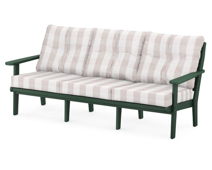 POLYWOOD® Lakeside Deep Seating Sofa in Green / Buffalo Plaid Dune Burlap
