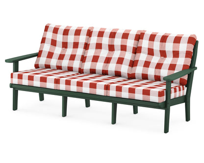 POLYWOOD® Lakeside Deep Seating Sofa in Green / Buffalo Plaid Crimson