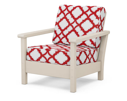 POLYWOOD® Harbour Deep Seating Chair in Sand / Trellis Crimson