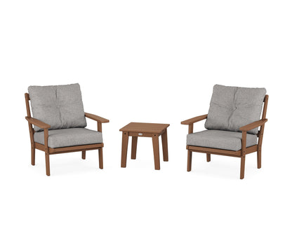 POLYWOOD® Prairie 3-Piece Deep Seating Set in Teak / Grey Mist