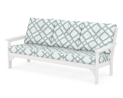 POLYWOOD® Vineyard Deep Seating Sofa in White / Trellis Glacier Spa