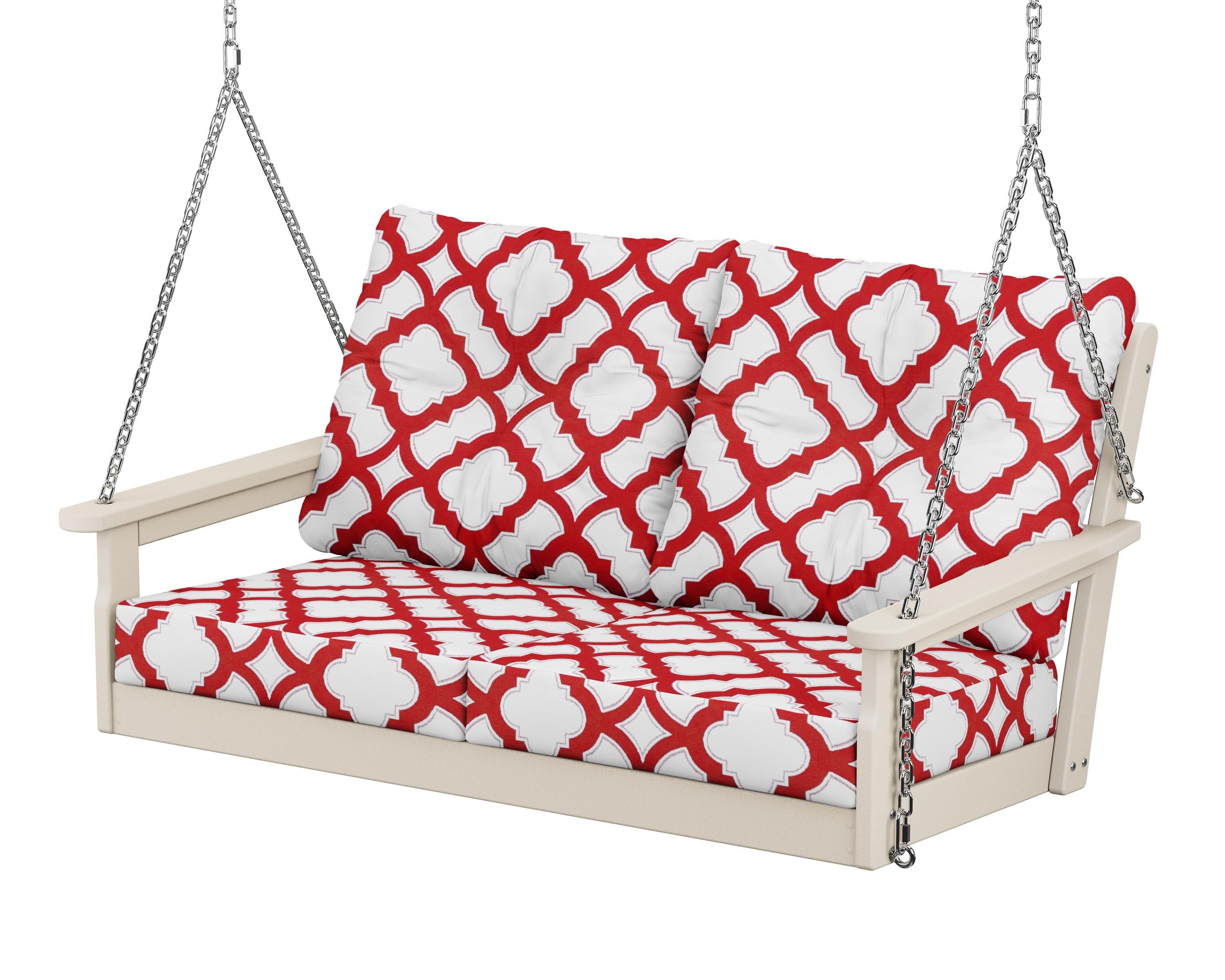 POLYWOOD® Vineyard Deep Seating Swing in Sand / Trellis Crimson