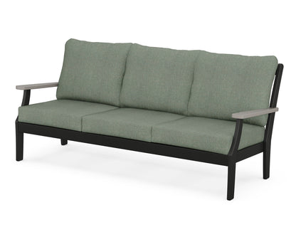 POLYWOOD® Braxton Deep Seating Sofa in Black / Driftwood / Cast Sage