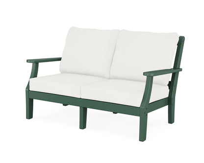 Martha Stewart by POLYWOOD® Chinoiserie Deep Seating Loveseat in Green / Natural Linen