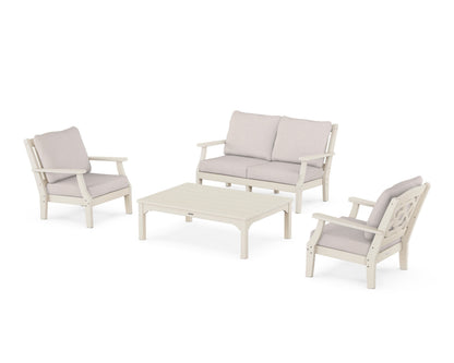 Martha Stewart by POLYWOOD® Chinoiserie 4-Piece Deep Seating Set with Loveseat in Sand / Dune Burlap