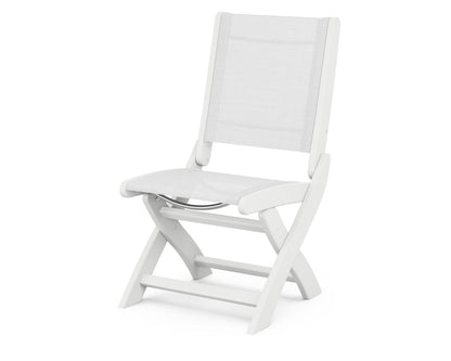 POLYWOOD® Coastal Folding Side Chair in White / White Sling
