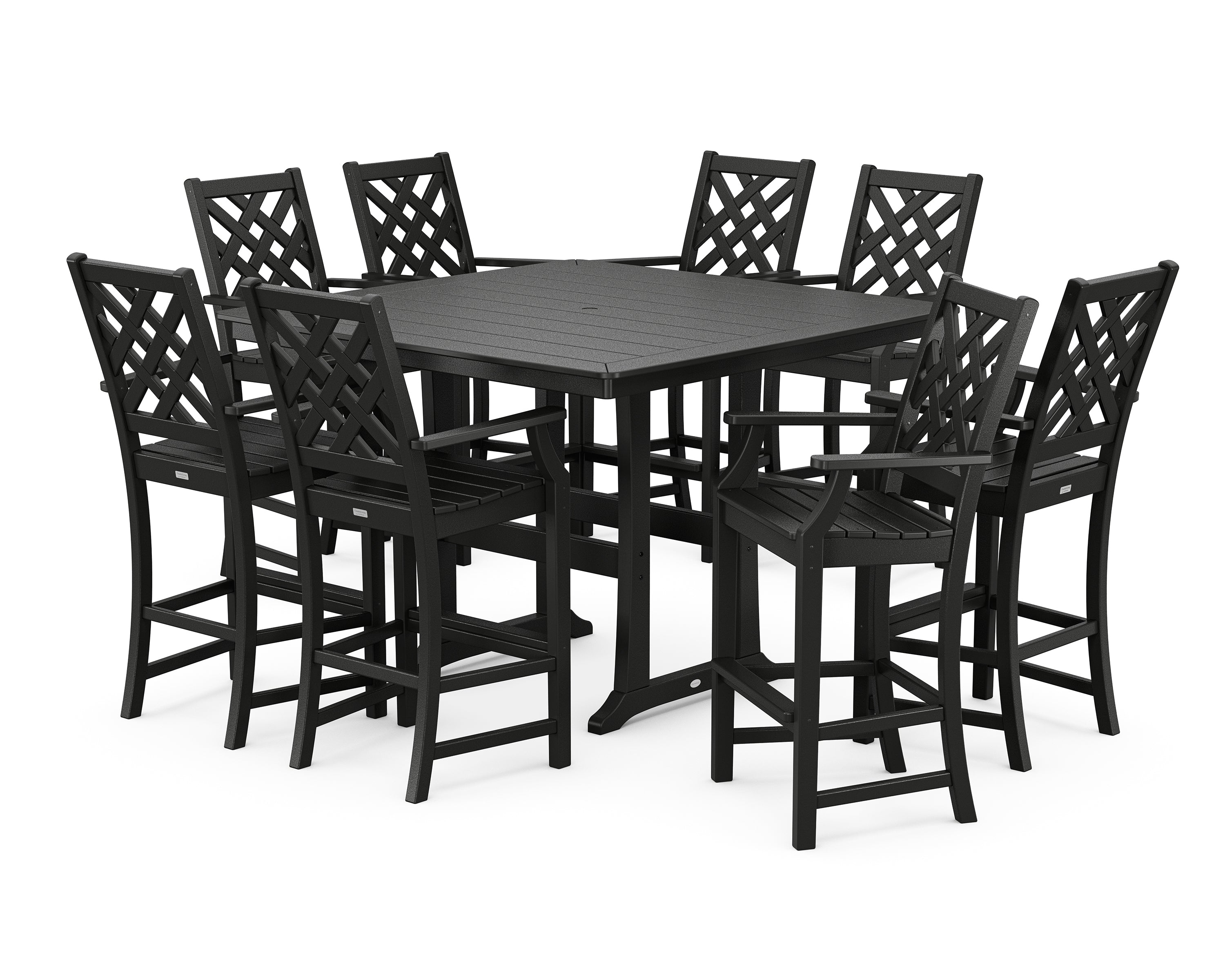 Country Living Wovendale 9-Piece Square Bar Set with Trestle Legs in Black