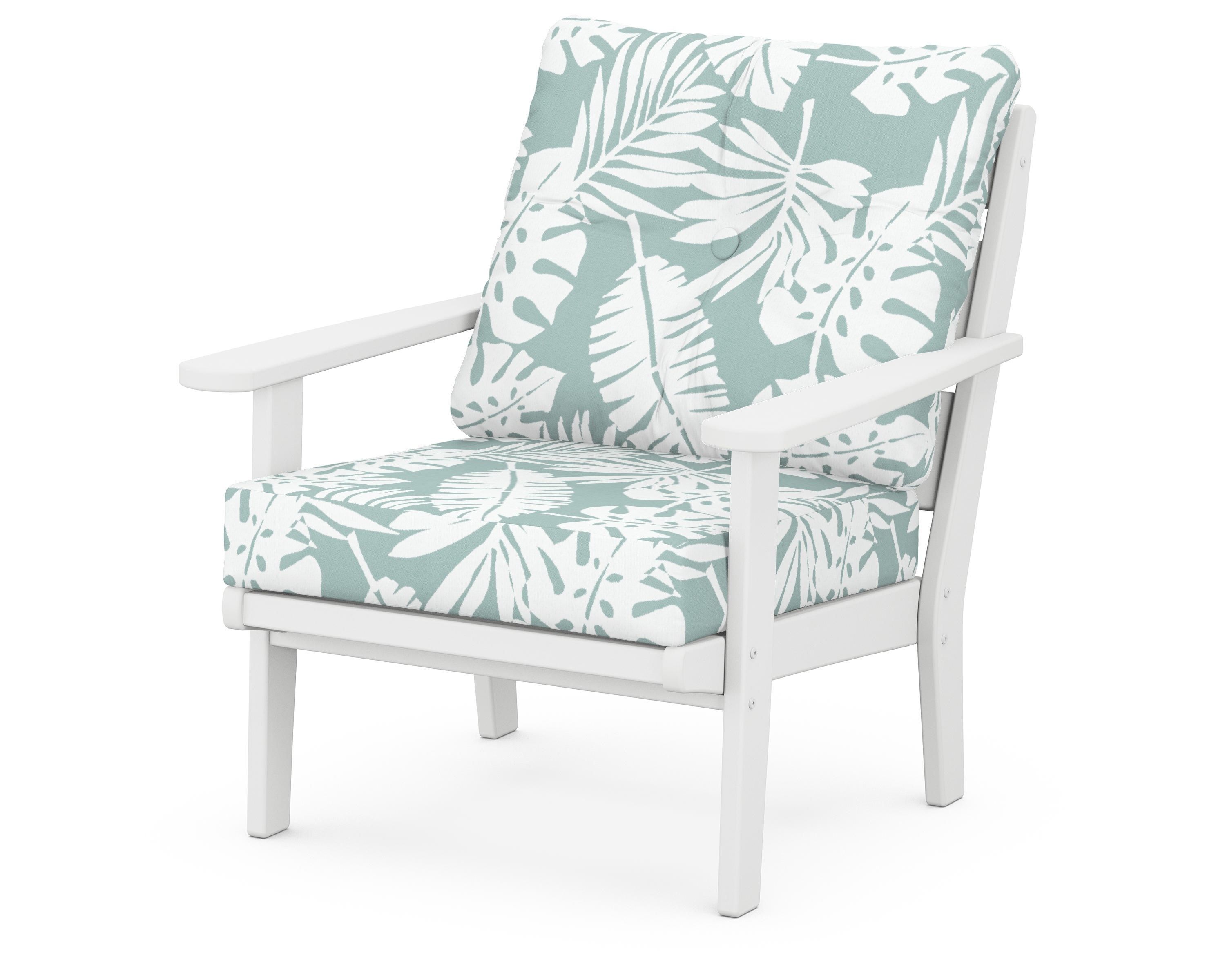 POLYWOOD® Lakeside Deep Seating Chair in White / Leaf Glacier Spa