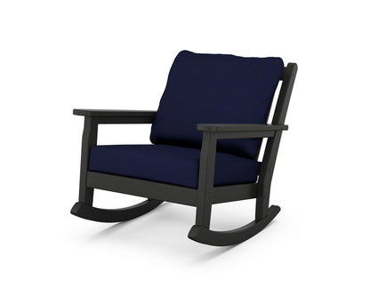 POLYWOOD® Chippendale Deep Seating Rocking Chair in Black / Navy