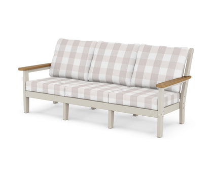 POLYWOOD® Chippendale Deep Seating Sofa in Sand / Natural / Buffalo Plaid Dune Burlap