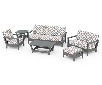 POLYWOOD® Harbour 6-Piece Outdoor Living Set in Slate Grey / Trellis Grey Mist