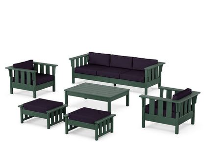 Martha Stewart by POLYWOOD® Acadia 6-Piece Lounge Sofa Set in Green / Navy Linen