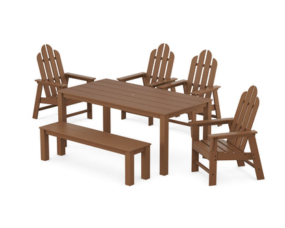 POLYWOOD® Long Island 6-Piece Parsons Dining Set with Bench in Teak