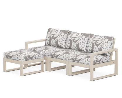 POLYWOOD® EDGE 4-Piece Modular Deep Seating Set with Ottoman in Sand / Leaf Grey Mist