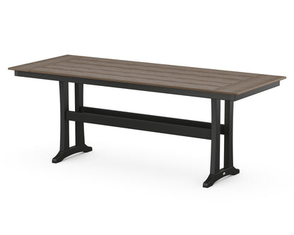 POLYWOOD® Farmhouse Trestle 38" x 96" Counter Table in Black / Kona