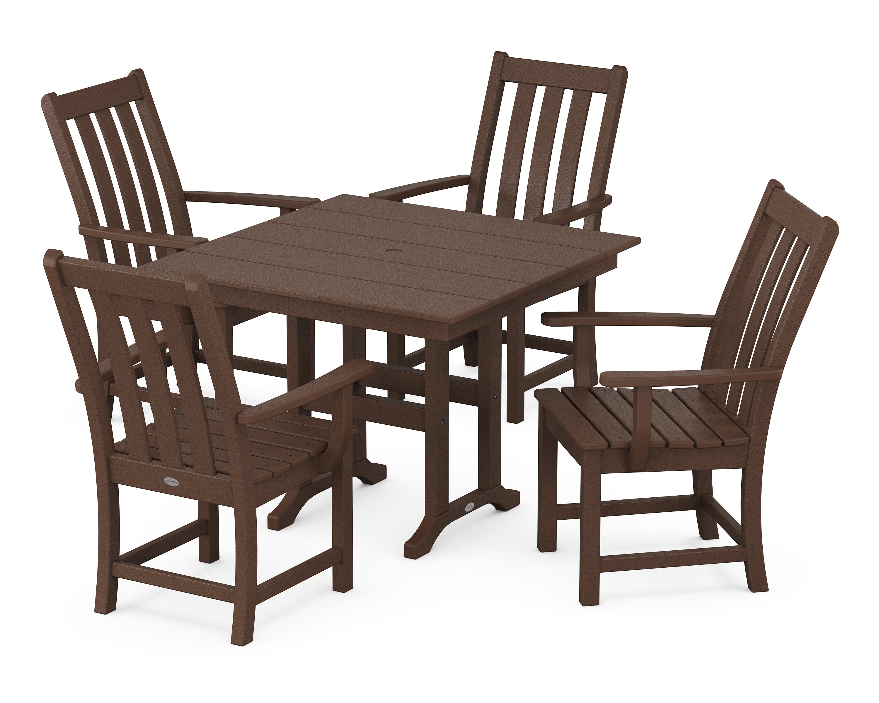 POLYWOOD® Vineyard 5-Piece Farmhouse Dining Set in Mahogany