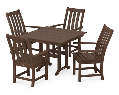 POLYWOOD® Vineyard 5-Piece Farmhouse Dining Set in Mahogany