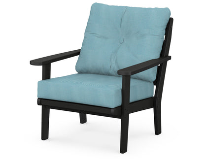 POLYWOOD® Lakeside Deep Seating Chair in Black / Lattice Sky Blue