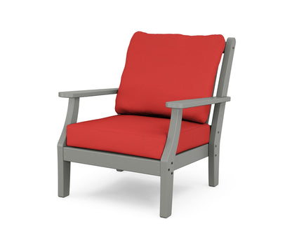 Country Living Wovendale Deep Seating Chair in Slate Grey / Crimson Linen