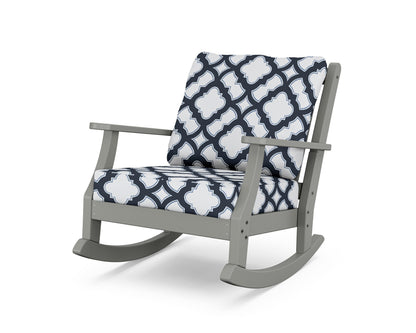 Country Living Wovendale Deep Seating Rocking Chair in Slate Grey / Trellis Marine Indigo