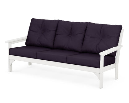 POLYWOOD® Vineyard Deep Seating Sofa in Vintage White / Navy Linen