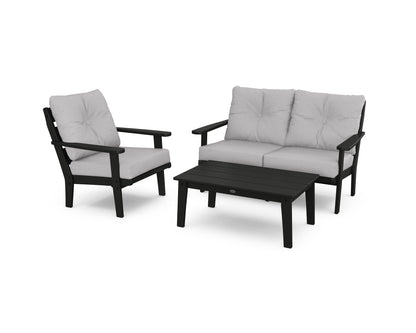 POLYWOOD® Lakeside 3-Piece Deep Seating Set in Black / Granite