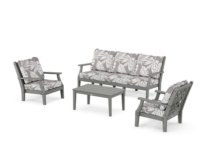 Country Living Wovendale 4-Piece Deep Seating Set with Sofa in Slate Grey / Leaf Grey Mist