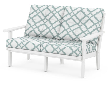 POLYWOOD® Lakeside Deep Seating Loveseat in White / Trellis Glacier Spa