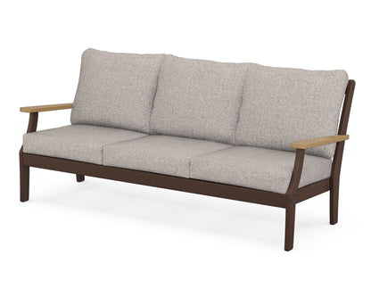POLYWOOD® Braxton Deep Seating Sofa in Mahogany / Natural / Weathered Tweed