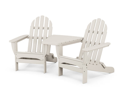 POLYWOOD® Classic Folding Adirondacks with Angled Connecting Table in Sand