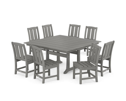 POLYWOOD® Mission Side Chair 9-Piece Square Farmhouse Dining Set with Trestle Legs in Slate Grey