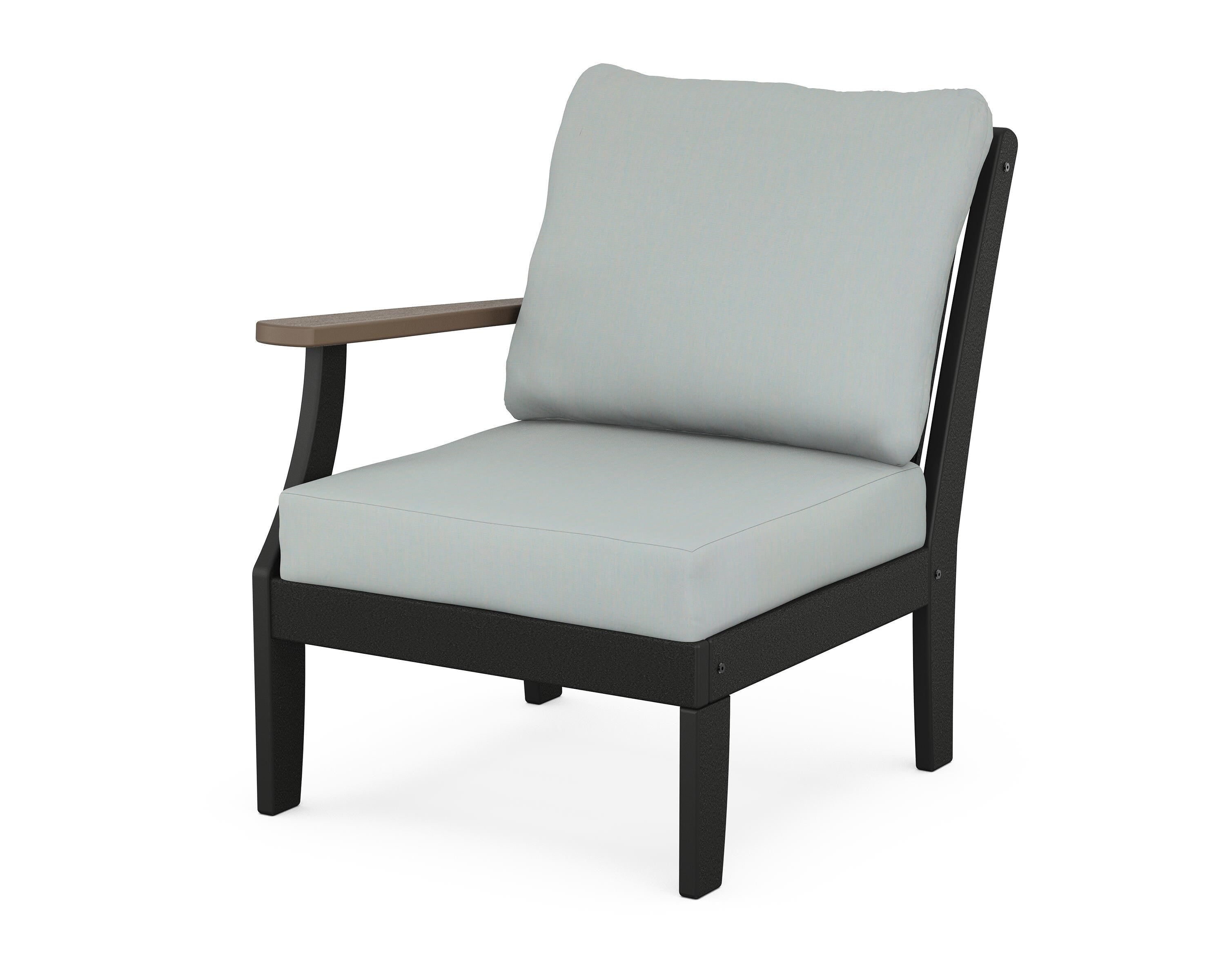 POLYWOOD® Braxton Modular Left Arm Chair in Black / Kona / Spa