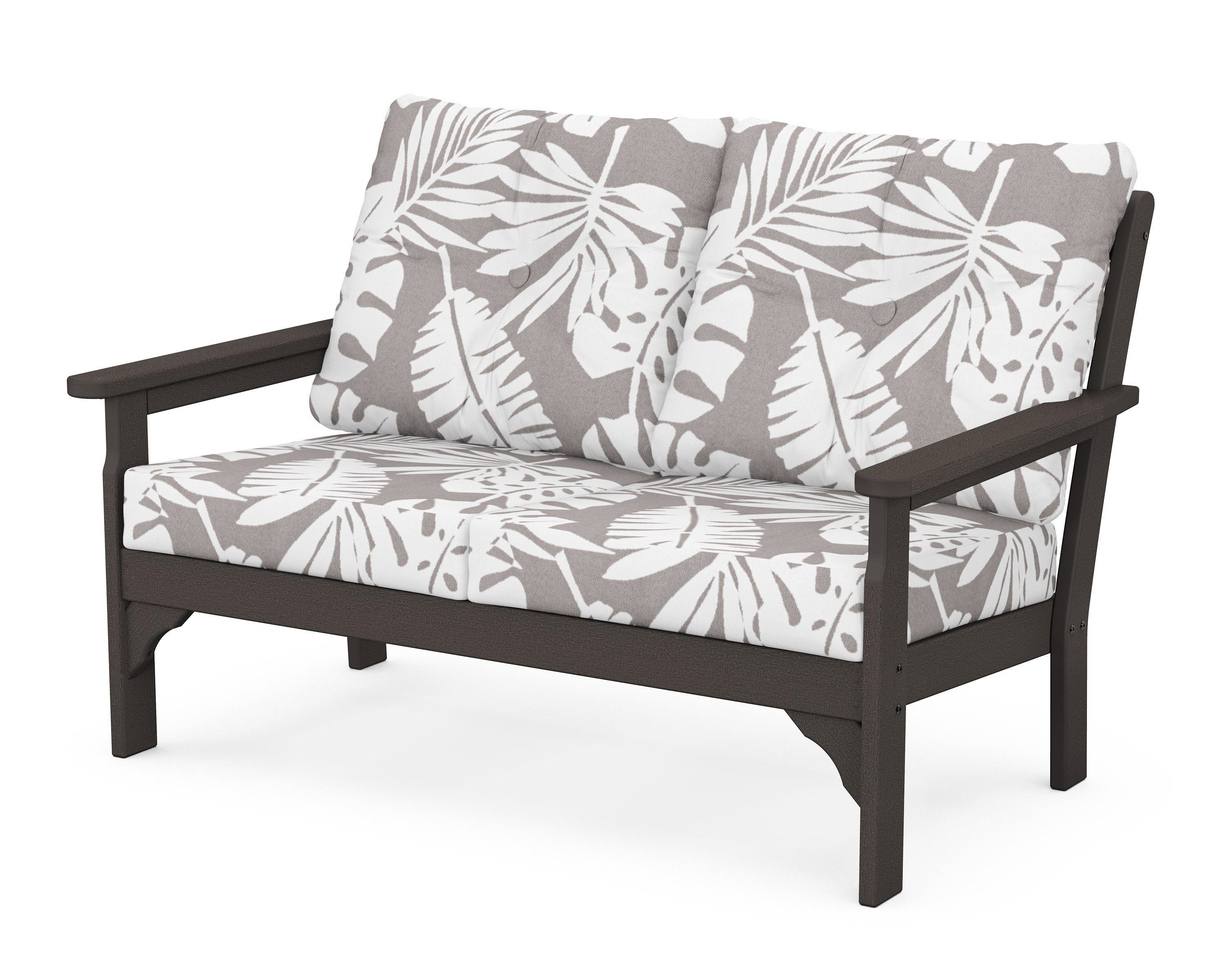 POLYWOOD® Vineyard Deep Seating Loveseat in Vintage Coffee / Leaf Grey Mist