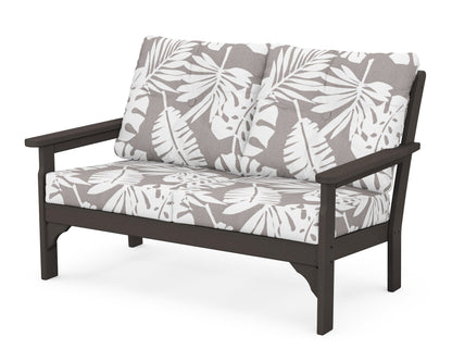 POLYWOOD® Vineyard Deep Seating Loveseat in Vintage Coffee / Leaf Grey Mist
