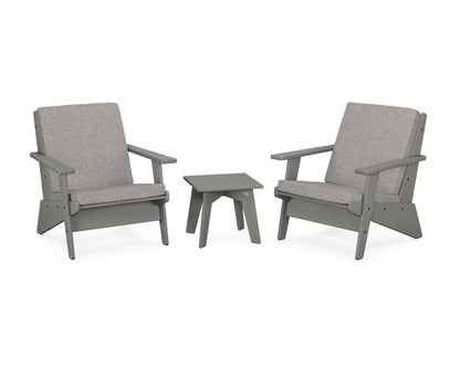 POLYWOOD® Riviera Modern Lounge 3-Piece Set in Slate Grey / Grey Mist