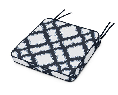 Martha Stewart by POLYWOOD® Chinoiserie Arm Chair Seat Cushion in Trellis Marine Indigo