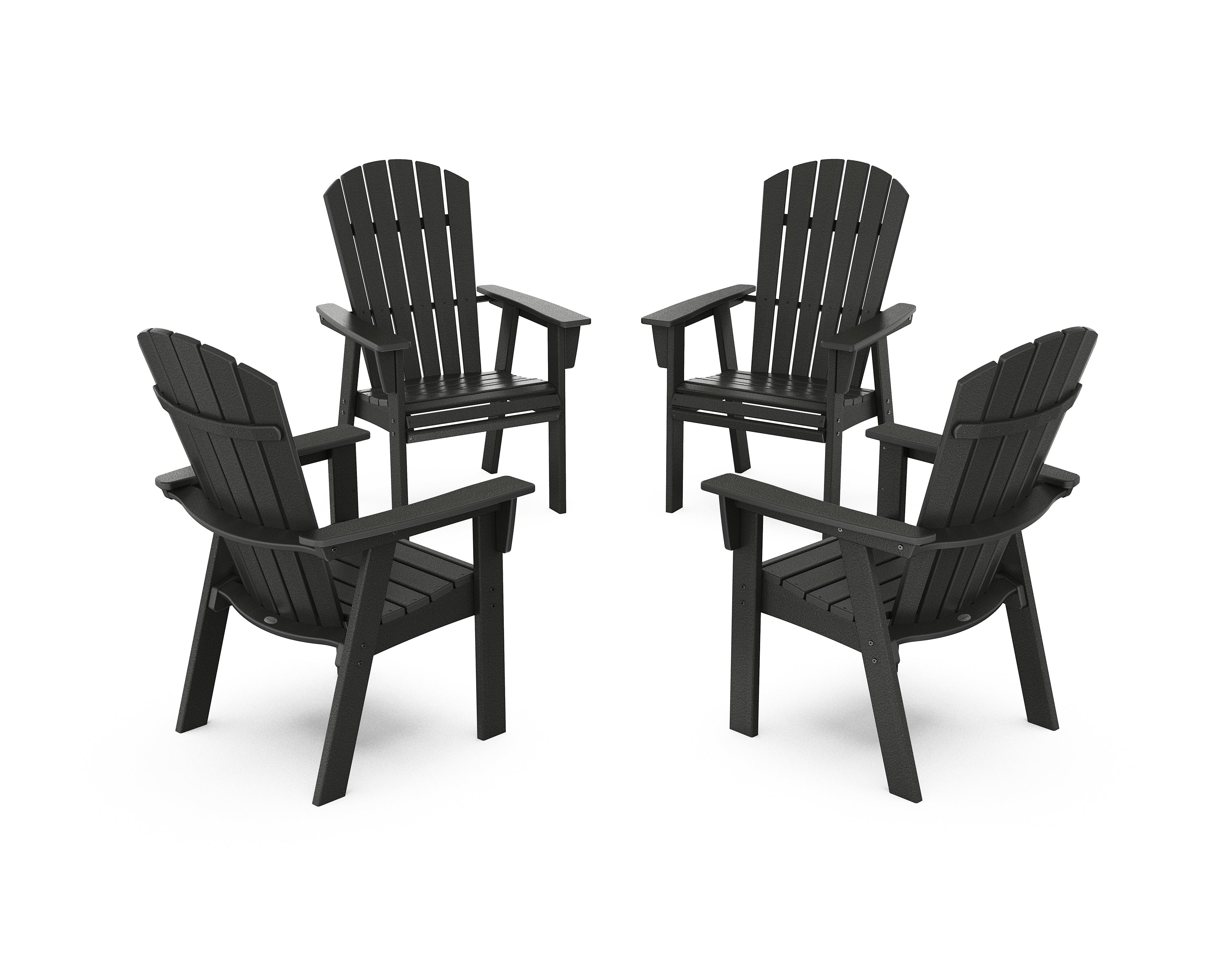 POLYWOOD® Nautical 4-Piece Curveback Upright Adirondack Conversation Set in Black