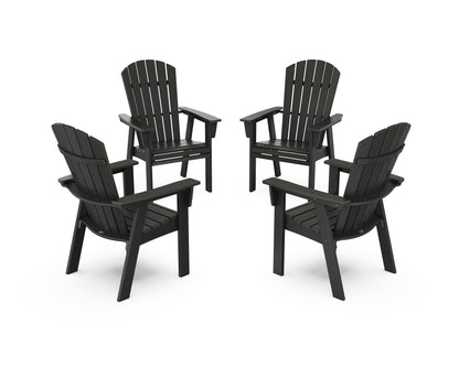POLYWOOD® Nautical 4-Piece Curveback Upright Adirondack Conversation Set in Black