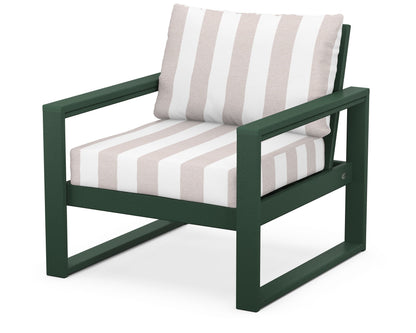 POLYWOOD® EDGE Club Chair in Green / Cabana Stripe Dune Burlap